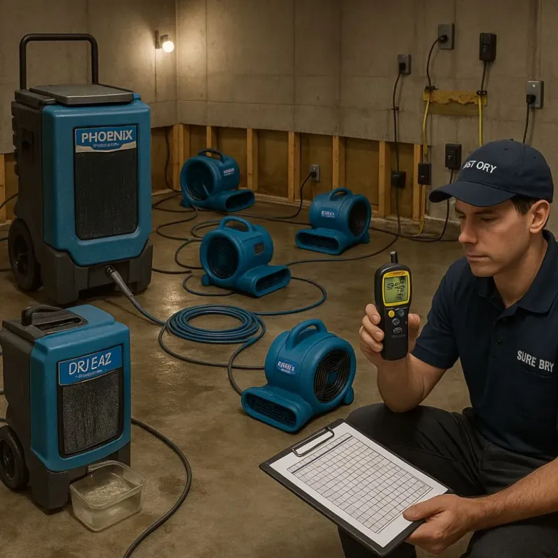 Structural Drying and Dehumidification process in Stowell, TX